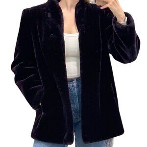 Avec Tu Vintage Luxury Fabric by GLENOIT Fur Coat in Deep Dark Purple Size 14